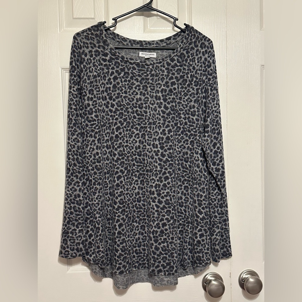 Grayson Threads gray cheetah print tunic